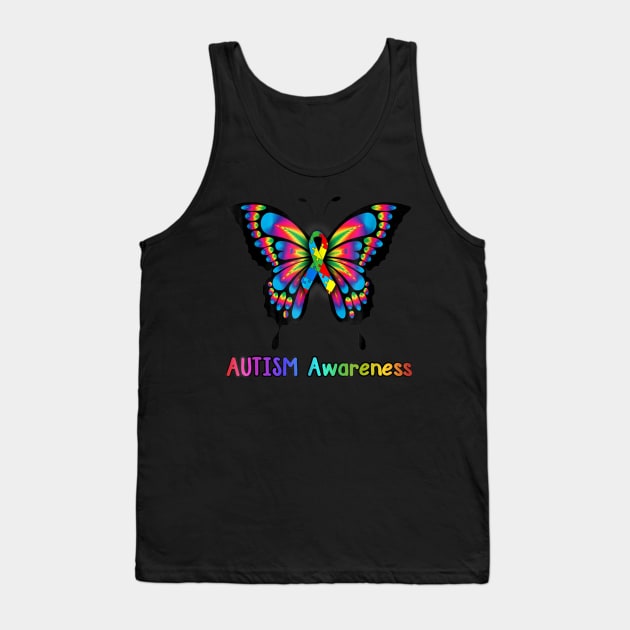 Colorful Butterfly Autism Awareness Tank Top by Danielsmfbb